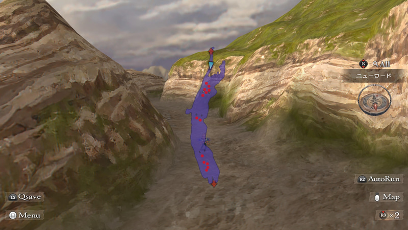 右上のミニマップをRボタンで拡大していくと画面中央にミニマップが表示される。どこへ行けばいいのかわかりやすい