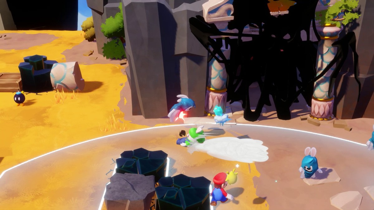 ラビッツルイージももう1体の敵にスライディング