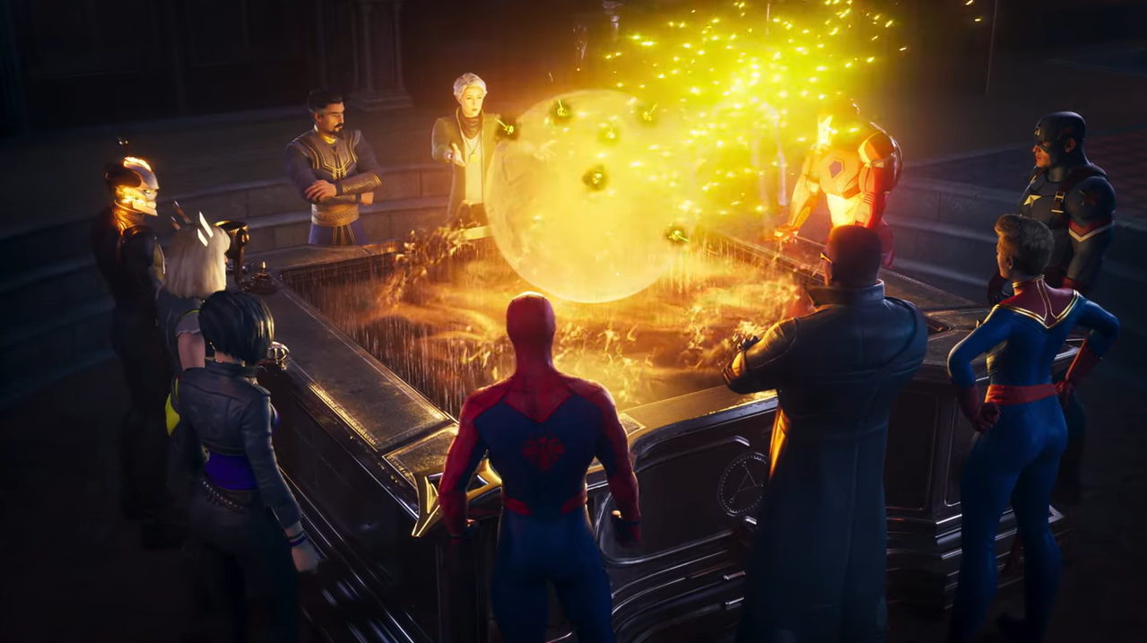 同じく「マーベル ミッドナイト・サンズ」発売記念トレーラーより。ミラーテーブルを囲む中にはみんな大好きキャプテン・アメリカの姿も！