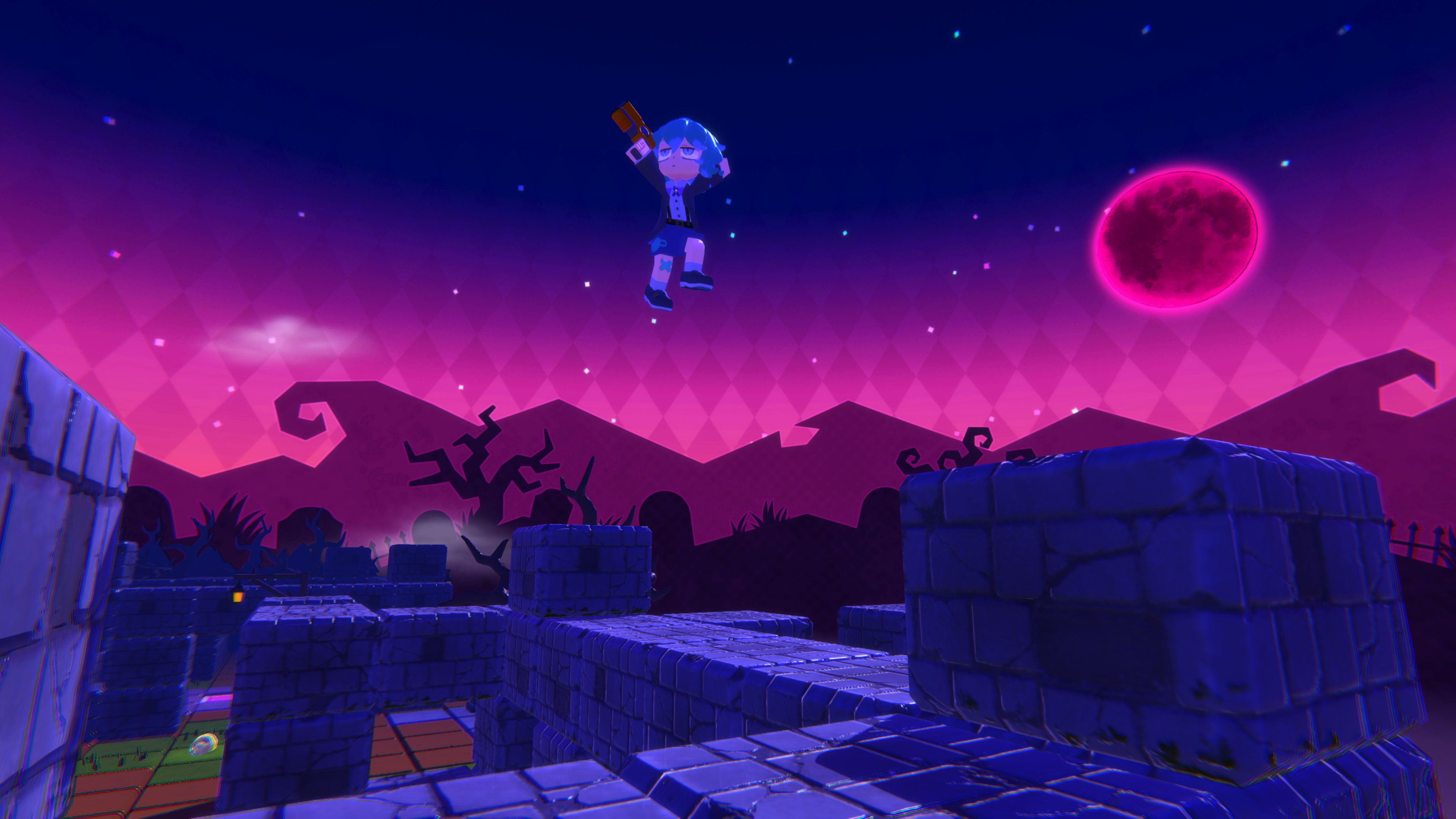 「ジャンプ力アップ」の強化ギアを装備すれば、こんな高さまで飛ぶことも