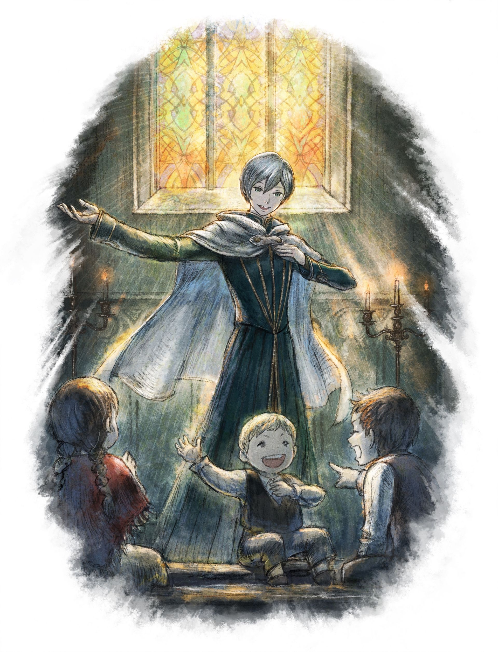 テメノスのレベルが足りていれば町の人々を「導く」ことができる。連れ歩いている町人はバトルに「加勢」してもらうこともできる