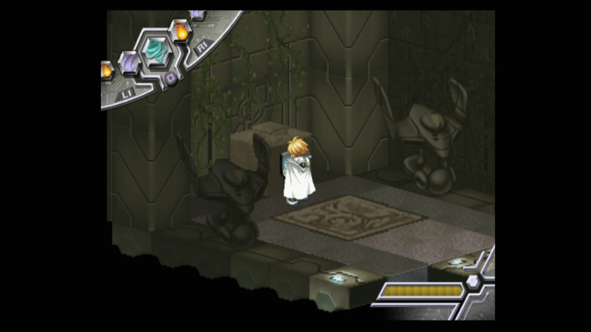 画面右下に見えるゲージ・エンカウントバーが緑のうちはなかなか敵に出会わないが、移動すると黄色から赤に変化していき、戦闘が発生する確率が徐々に高くなる