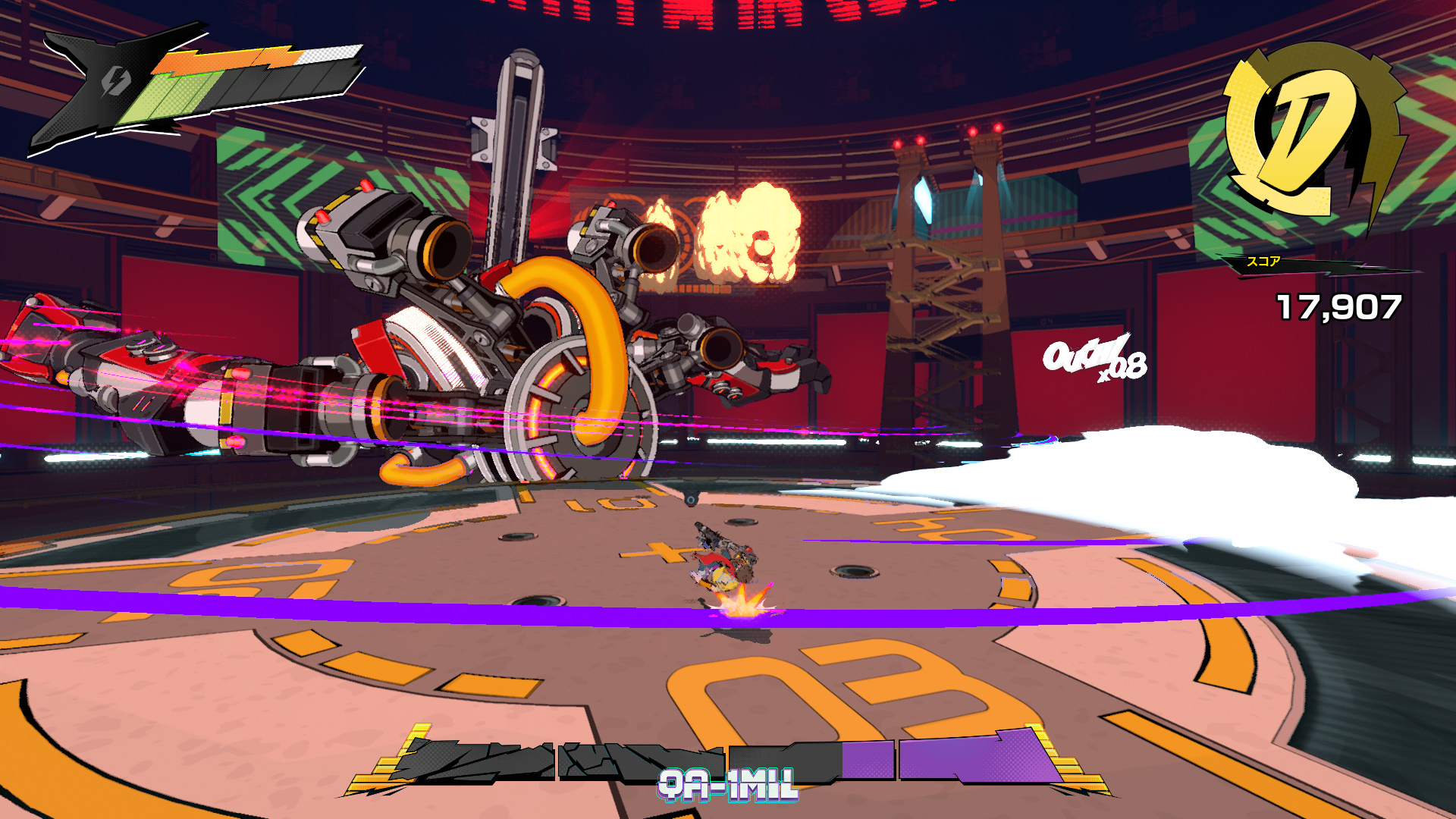 ボス戦になるとこの通りド派手に。攻略の鍵はやはり「リズム」だ