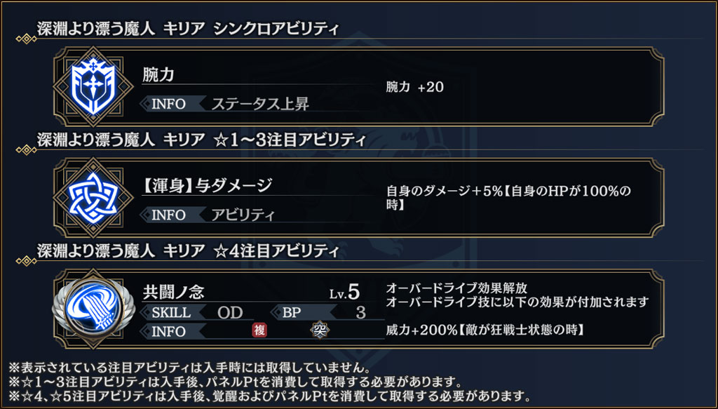 「深淵より漂う魔人 キリア」の「シンクロアビリティ」