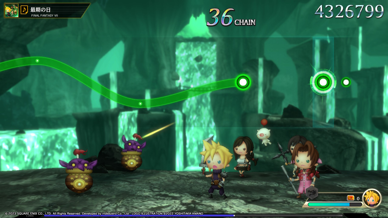 この緑トリガーのジャストサークルを動かすのが非常に難しい。3DS版ではFMSのほうが得意な筆者だったが、本作ではFMSのほうが完全に苦手になってしまった……