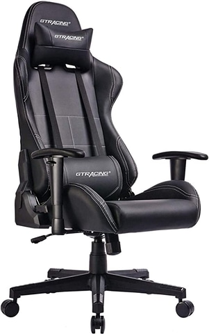 【人気商品】GTRACING ゲーミングェア PUレザー　GTBEE-BLACK GTRACING Gaming Chair Office Chair PU Leather with Footrest