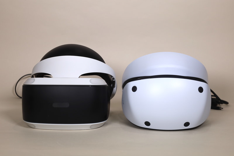 並べてみるとPSVR2は丸みを帯びたデザインになっているのがよくわかる