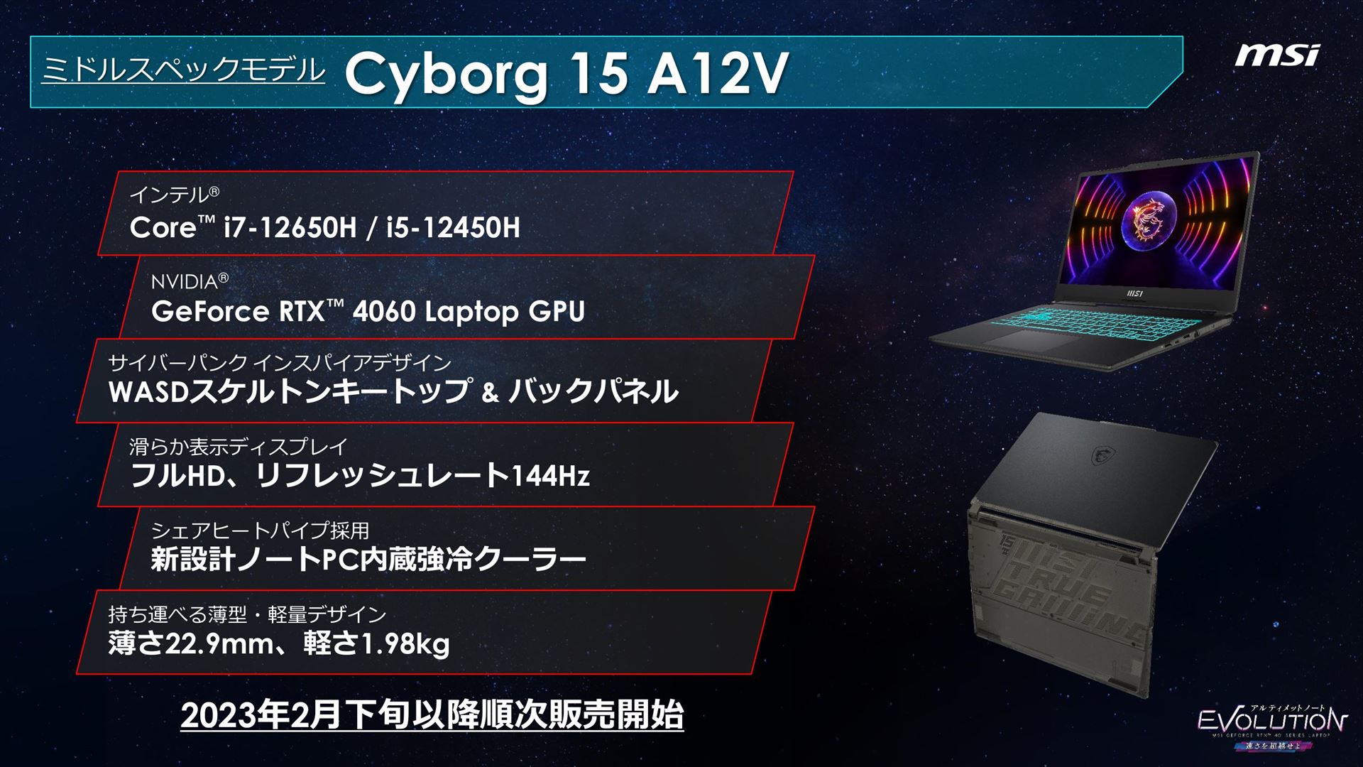 「Cyborg 15 A12V」の主なスペック