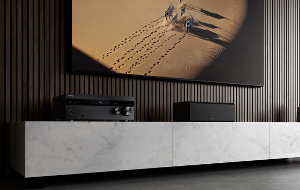 「STR-AN1000」（左）、（右）はセンタースピーカー（別売り）