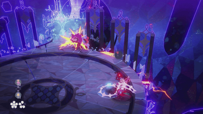 チェシャが戦いやすいよう敵を拘束する「イバラバインド」