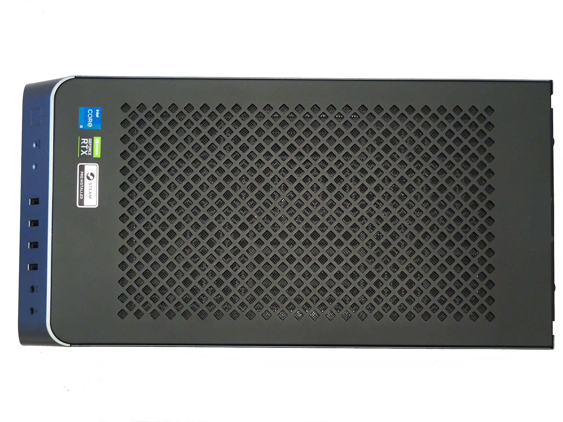 GALLERIA RM5C-R36T 第13世代Core搭載のトップパネル。格子状の穴が空いた樹脂パネルとメッシュパネルから構成されている