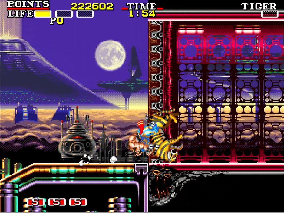 スライディングして敵に重なったタイミングでBボタンを押すと、敵をつかんで投げることができる。投げた敵を別の敵に当ててダメージを与えることも可能だ