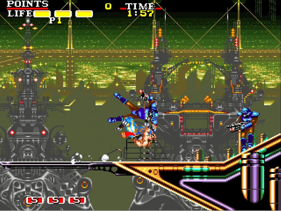 ジャンプして空中で敵に重なった瞬間にBボタンを押すことでも投げ技「鰐掛け」が繰り出せる