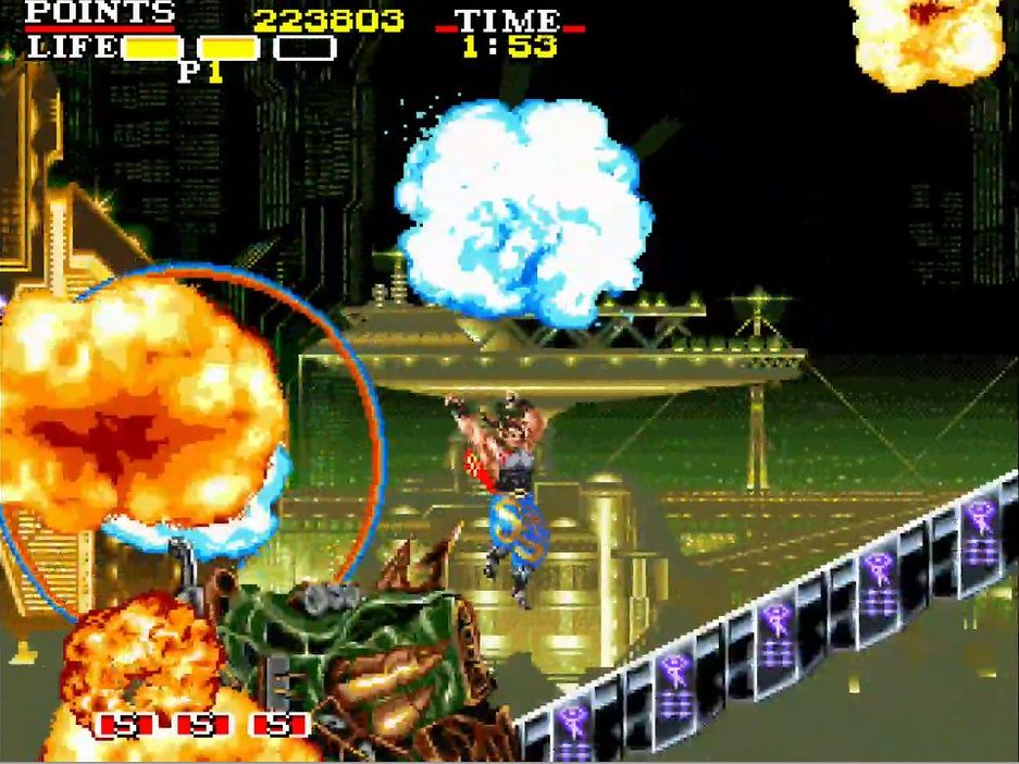 2面の中盤より。背後に迫る敵を振り切り、麒麟が決死のダイブ！