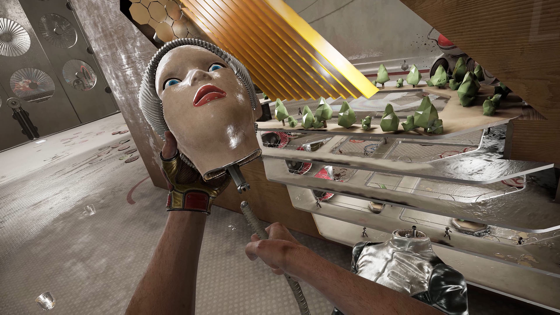 コンパニオンロボット・テレシコヴァ。阿鼻叫喚の地獄絵図のパビリオンで踊るようにスピーチする姿は違和感しかない