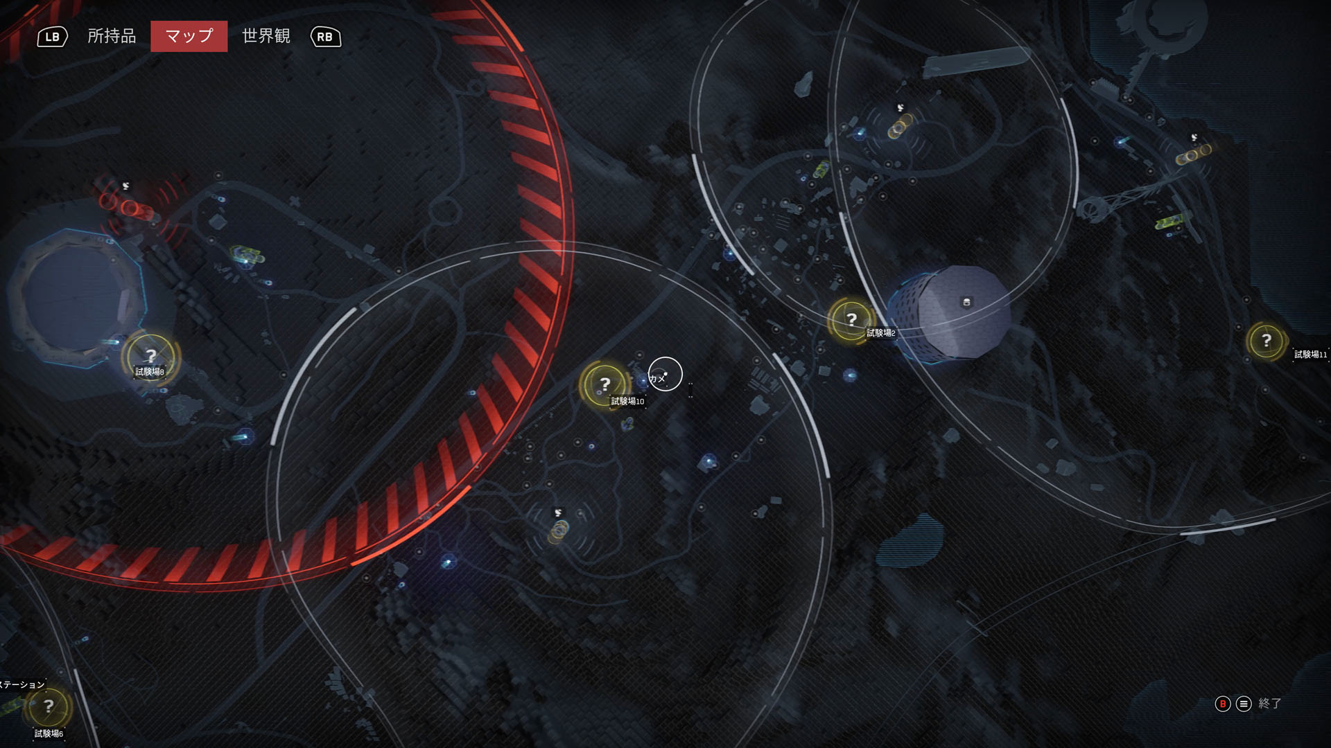 マップには様々な研究所があるが、ストーリーが進まないとは入れない場所も