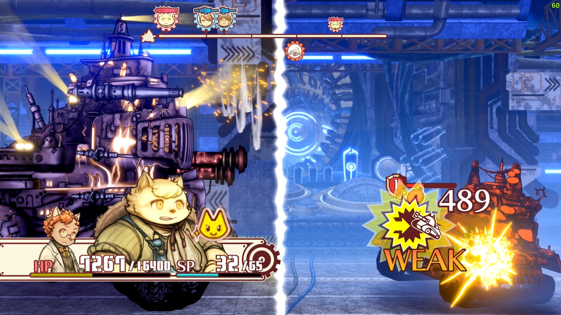 戦闘の基本は弱点を突くこと。相性の合う兵装で攻撃し、「WEAK」のマークが出ると次の行動順が大幅に遅くなるのだ