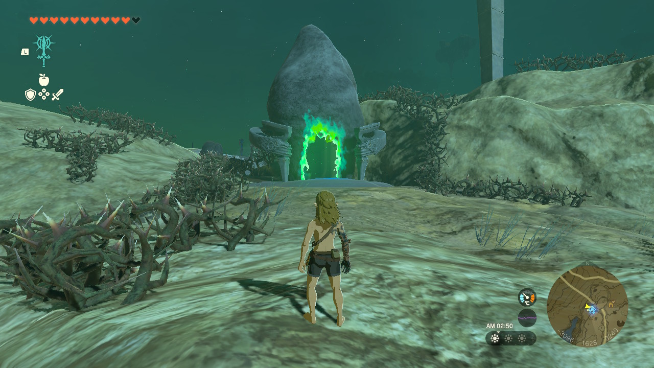 祠の周囲には棘のある植物が生えているため注意しよう