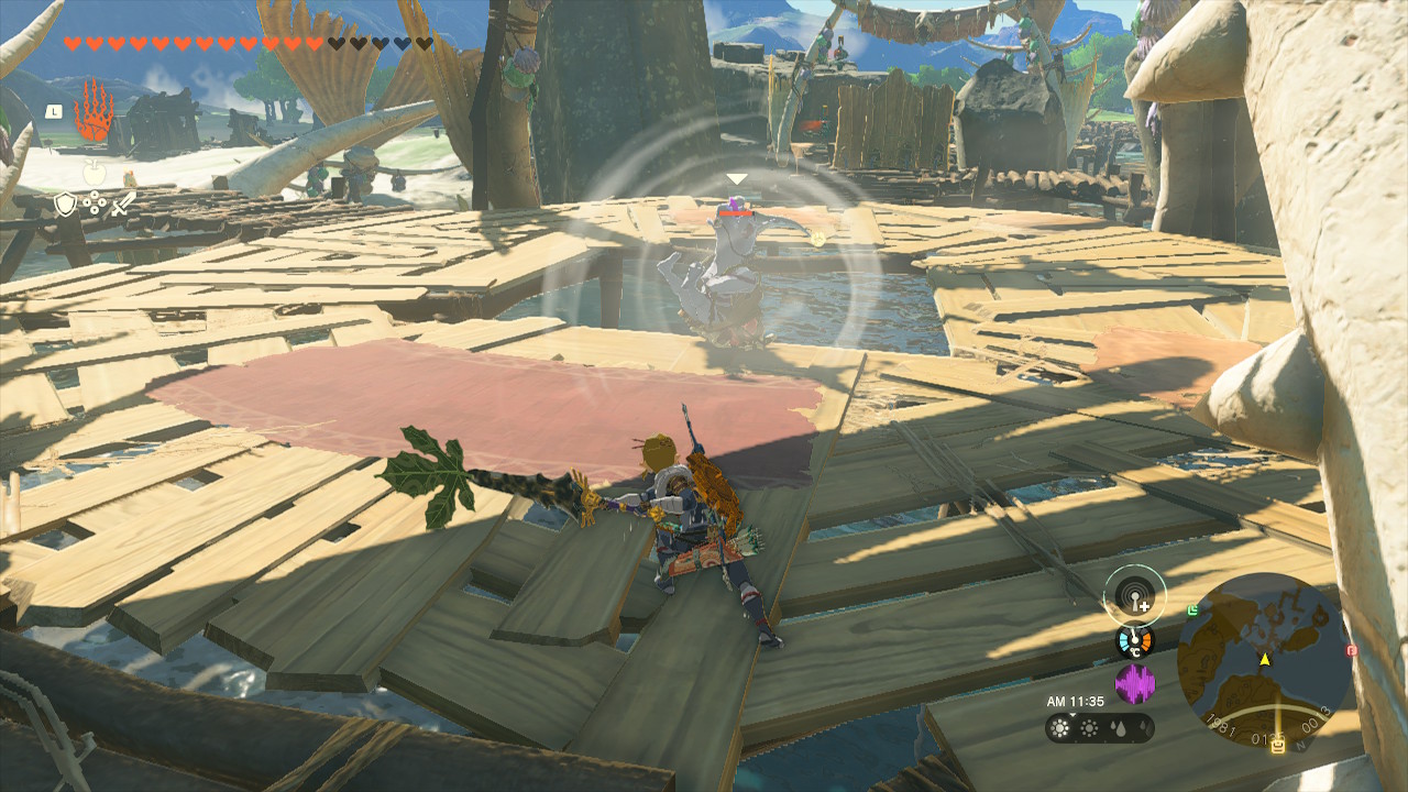 水辺なら吹っ飛ばして水に落とせば容易に倒せる。別途記事で紹介した「コンラン花」を使った同士討ちも有効だ