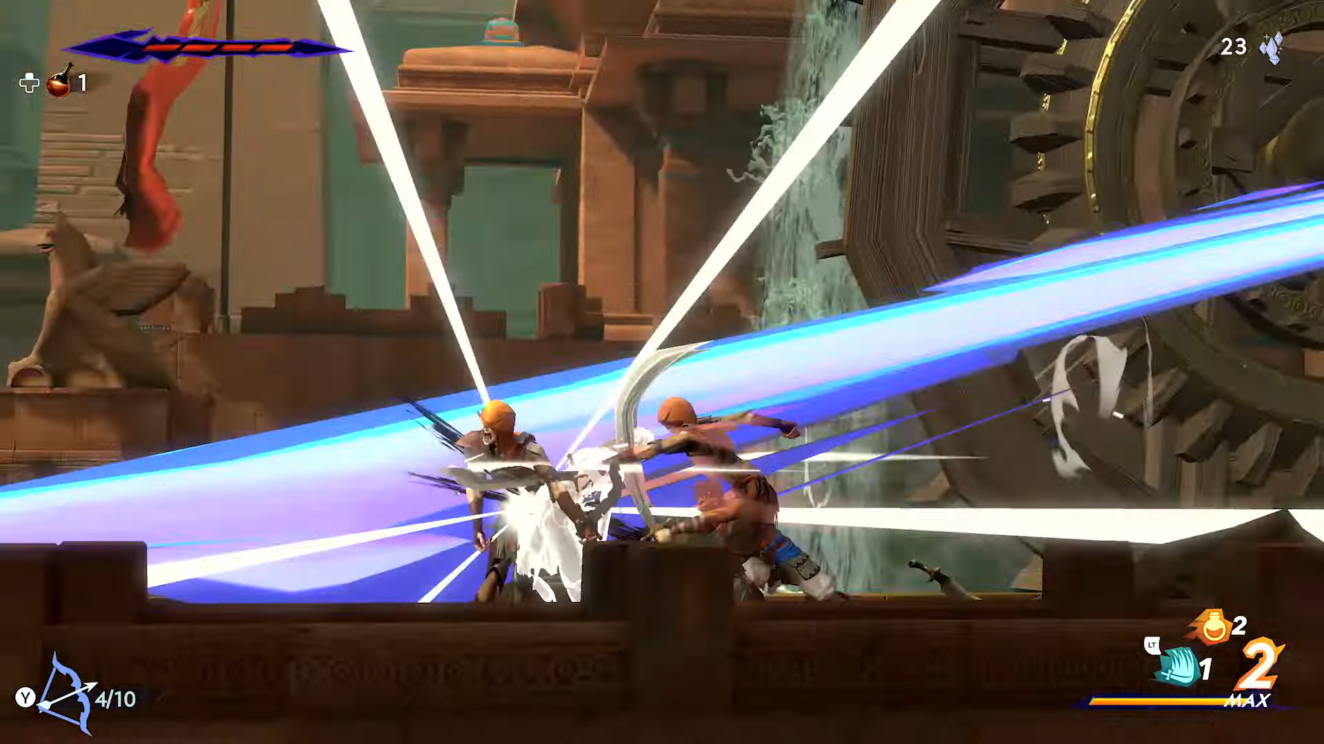 幅広いアクションで敵を攻め立てていく