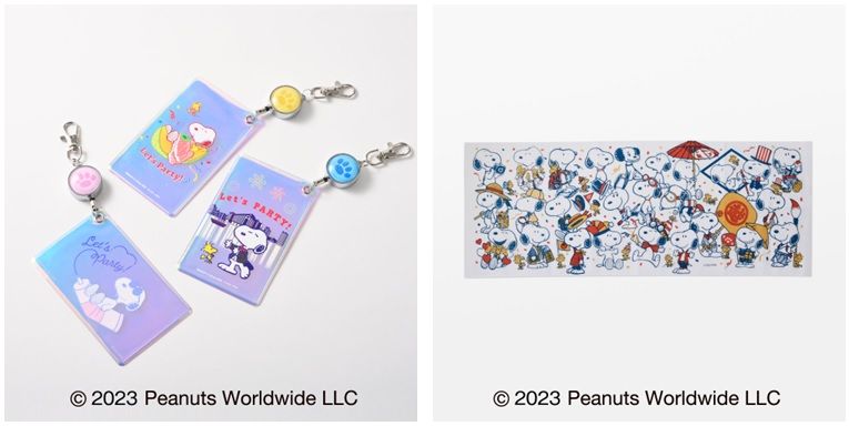 左：リール付きオーロラパスケース／右：手ぬぐい