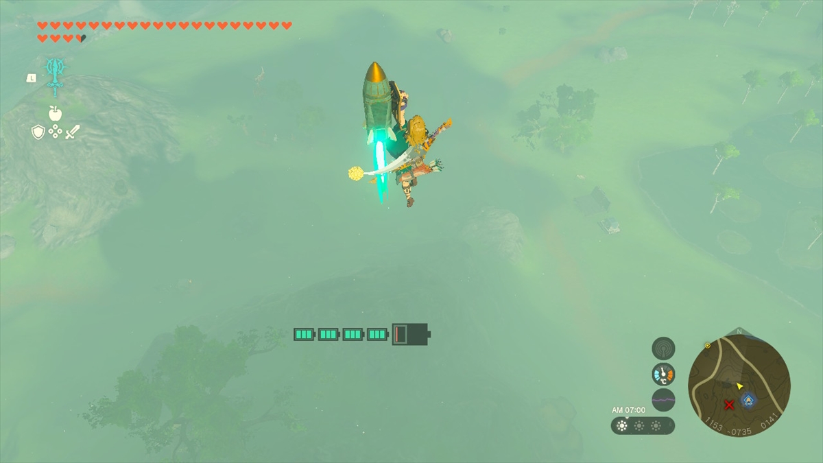 ロケット盾は構えるだけで大きく上昇できる