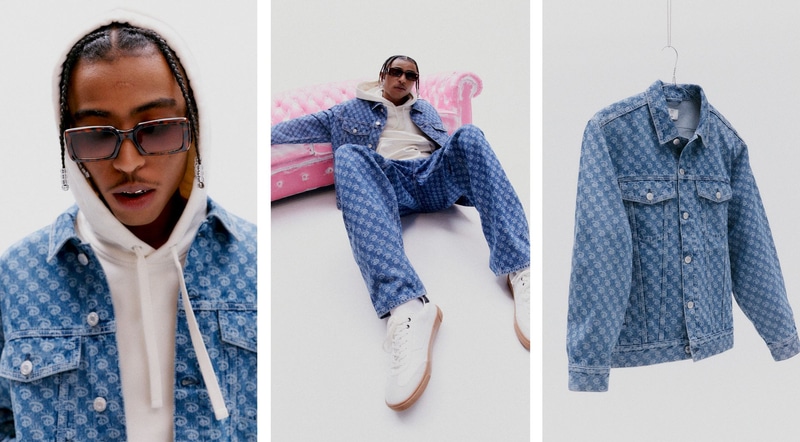 「Disney100 × H&M」コレクション ルーズフィットプリントデニムジャケット 7,999円、ルーズデニム 6,999円