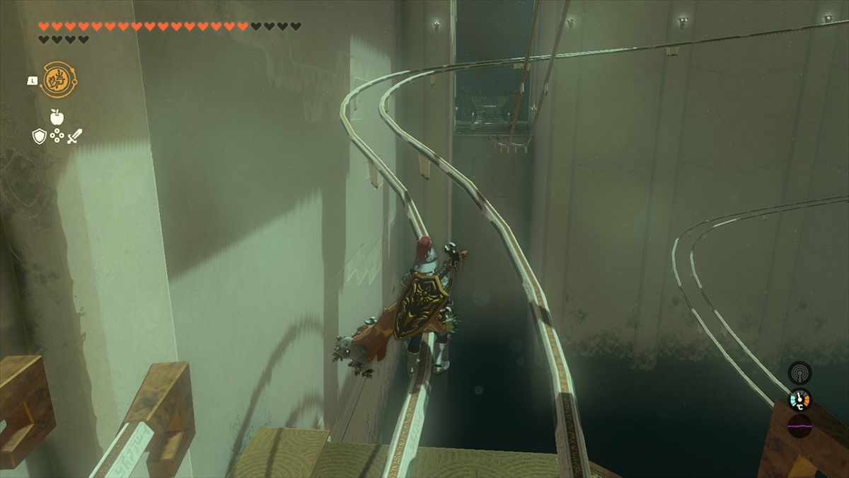 余談だが、ウルトラハンドをうまく使えばレールの上に上ることが可能。レールを徒歩で伝ってゴールを目指すこともできそうだ（なお、筆者は何度か渡来したが毎回落下してしまった）