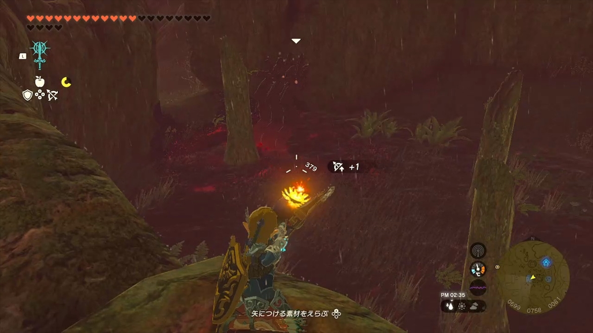 瘴気の手は素早く接近してくる強敵だが、爆弾矢で一気に撃退できる。高台から射撃すると安全だ