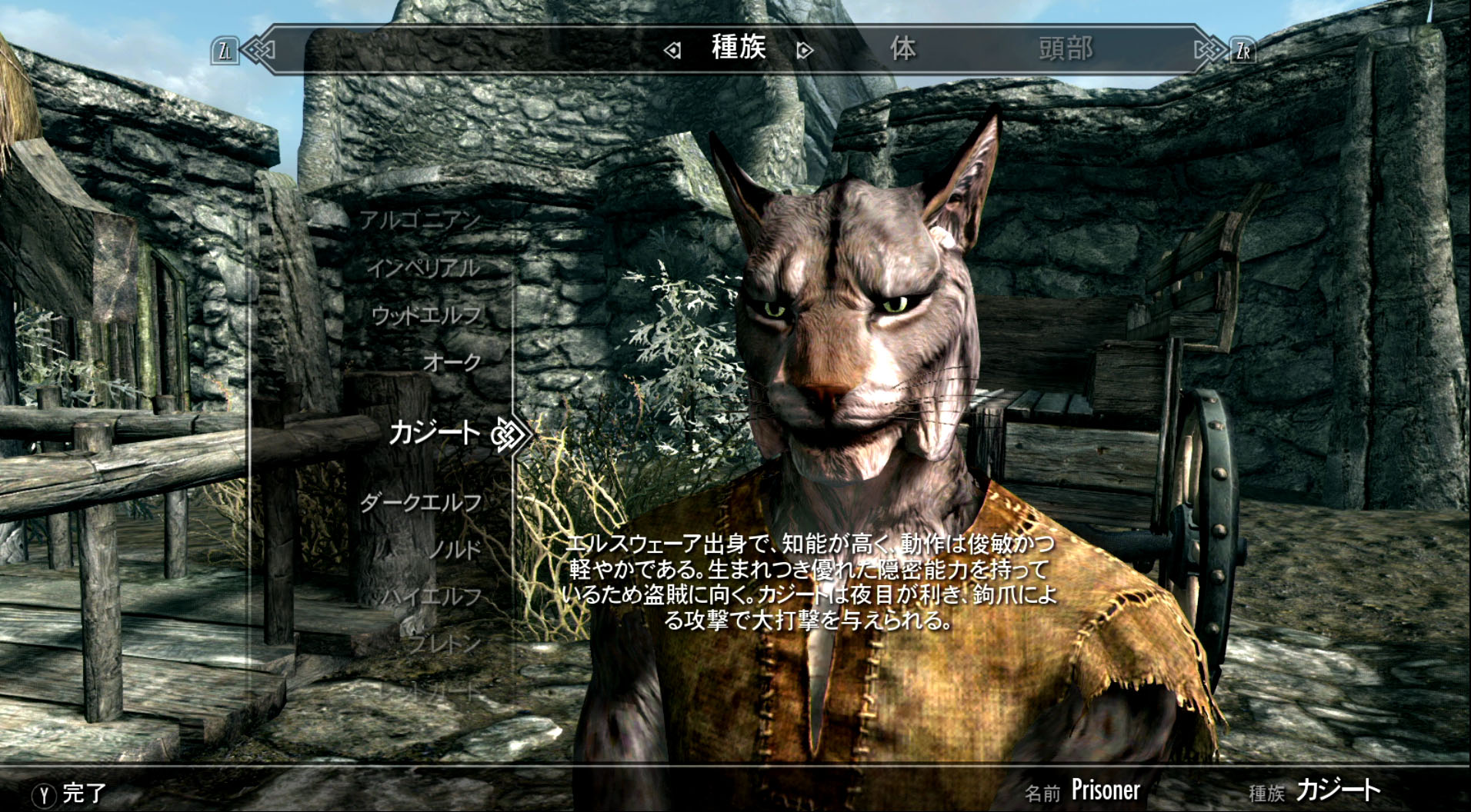 「The Elder Scrolls V: Skyrim」キャラクター作成時の種族紹介