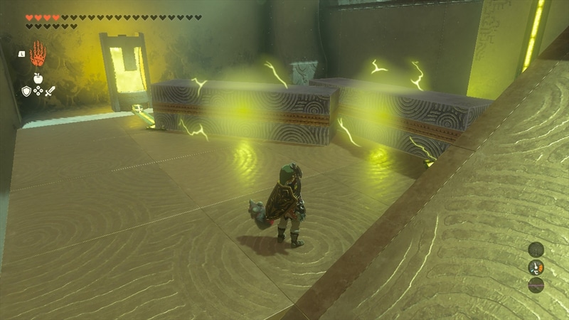 抜いた石でギミックに通電すると足場が動き出す