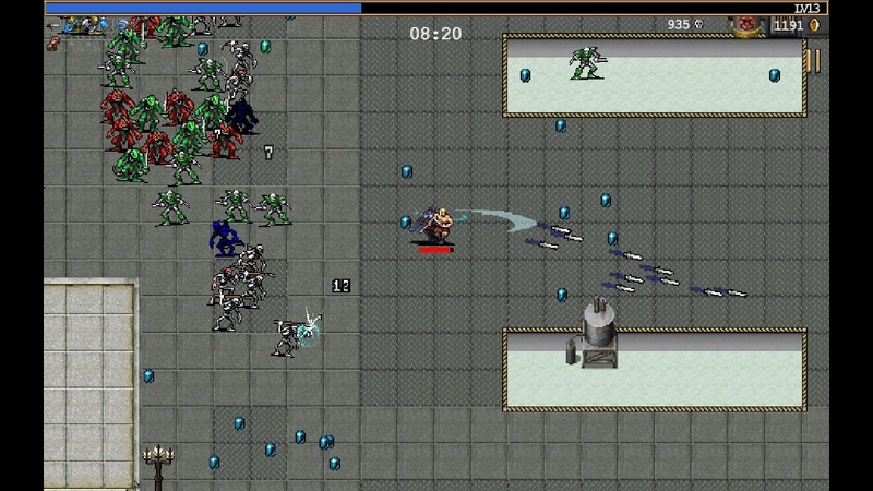 「弾数+1」のスキルを活かし、敵をナイフの弾幕で迎撃