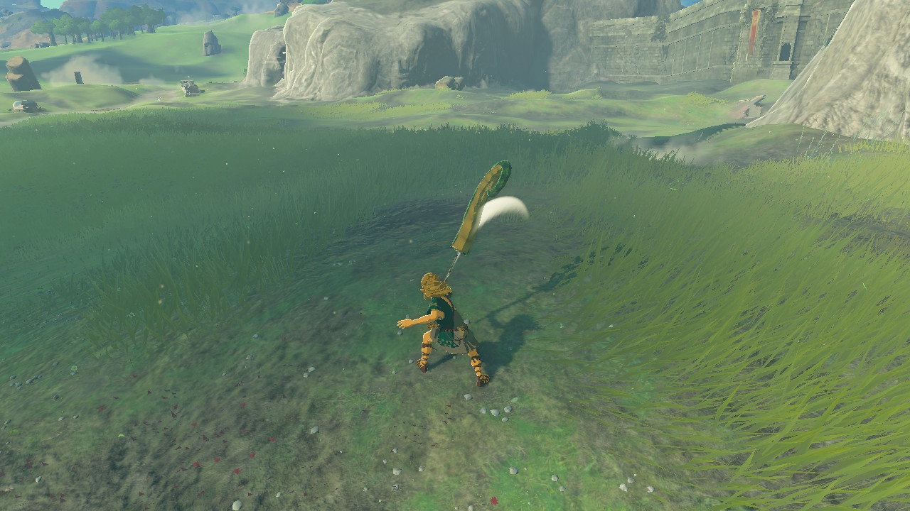 こちらは旅人の剣にスクラビルドした場面。びよーんと伸びる武器になる