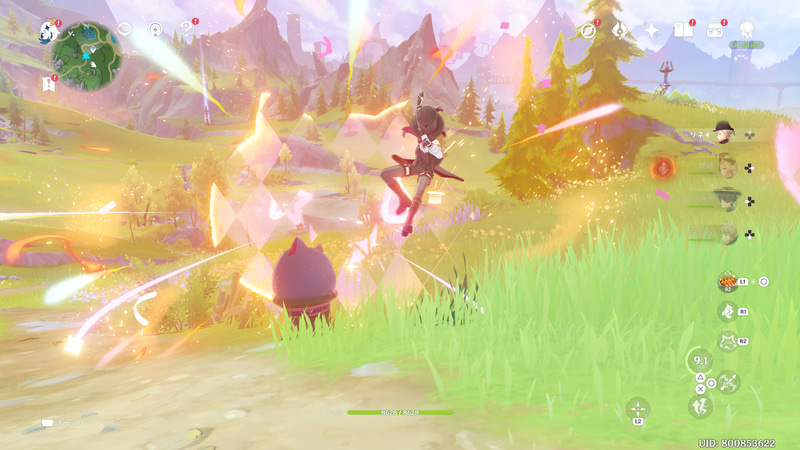 最後の変身解除時には炎元素範囲ダメージ発動！