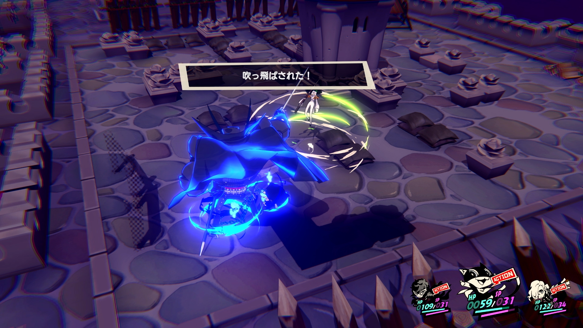 攻撃方法が近接武器、銃攻撃、ペルソナによるスキルの3つなのが非常に「ペルソナ5」らしい！ 銃撃なら離れた敵に攻撃できる、スキル「ガル」なら疾風で敵を吹き飛ばせると言った感じで、能力がイメージとマッチしているため違和感が全くない