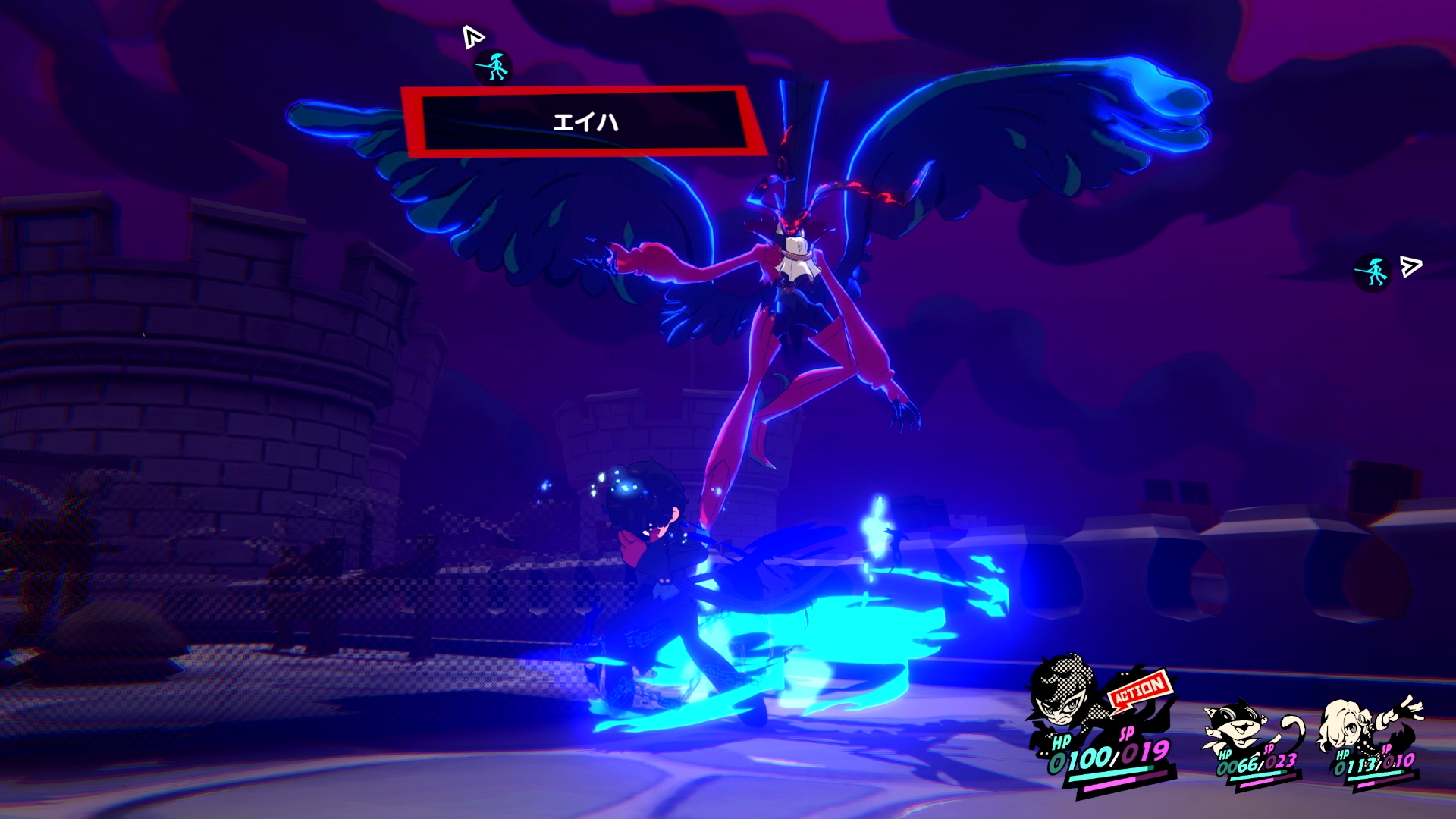 銃攻撃を行う際のUI、スキル発動時に出てくるペルソナ、ステージクリアの際にでるリザルト画面等々……もう完全に「ペルソナ5」な演出のオンパレード！ スタイリッシュさをゲームシステムが変わってもしっかり継承できており素晴らしい