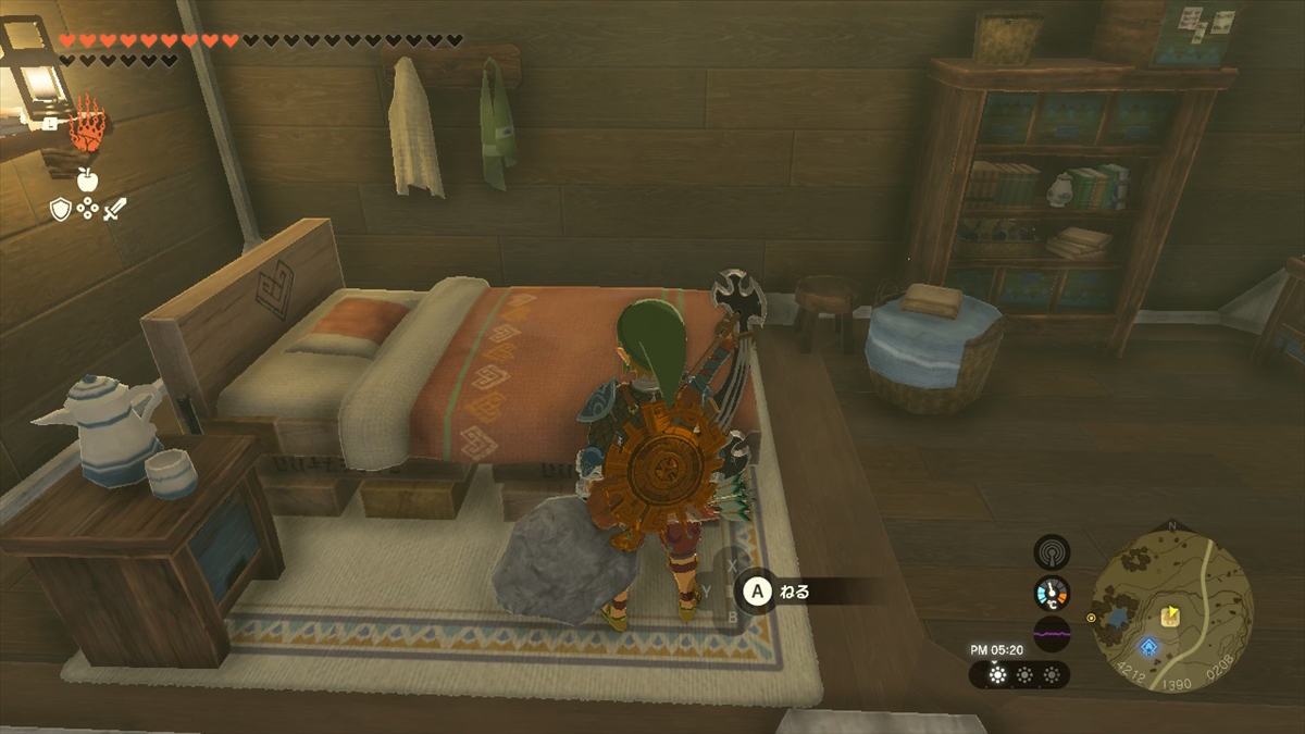 ベッドの部屋は土地購入時に無料で貰える。体力の回復や時間を経過が可能