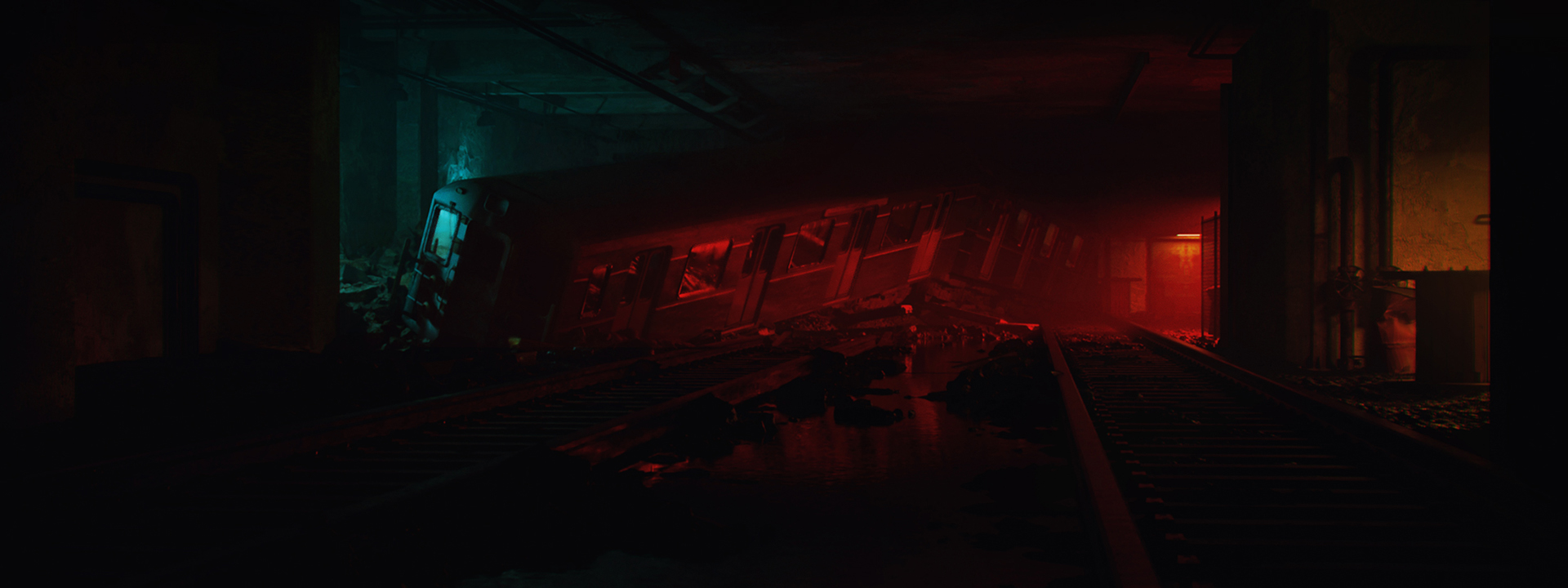 ライターズルームで設定が変更されるたびに、廃墟の電車は様相を変える