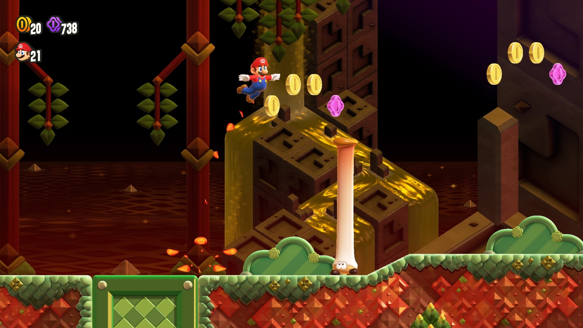 しゃがんで力を溜め、大ジャンプを可能にする「しゃがみ大ジャンプ」