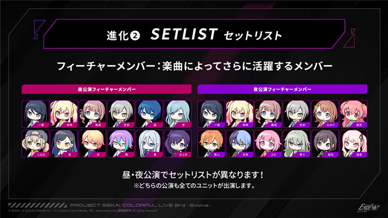 昼・夜公演でセットリストが変わる