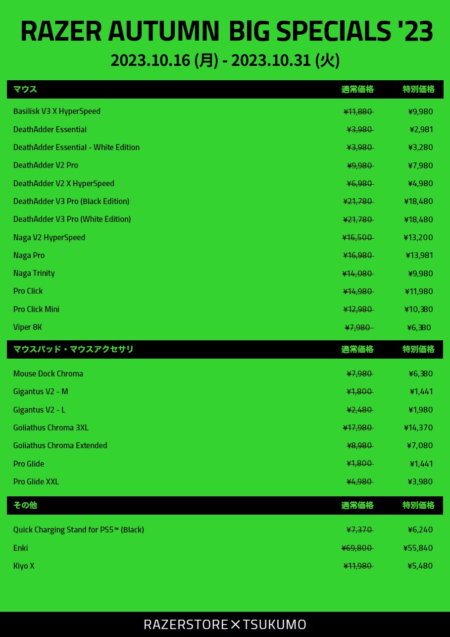 TSUKUMOショップでのセール商品価格一覧