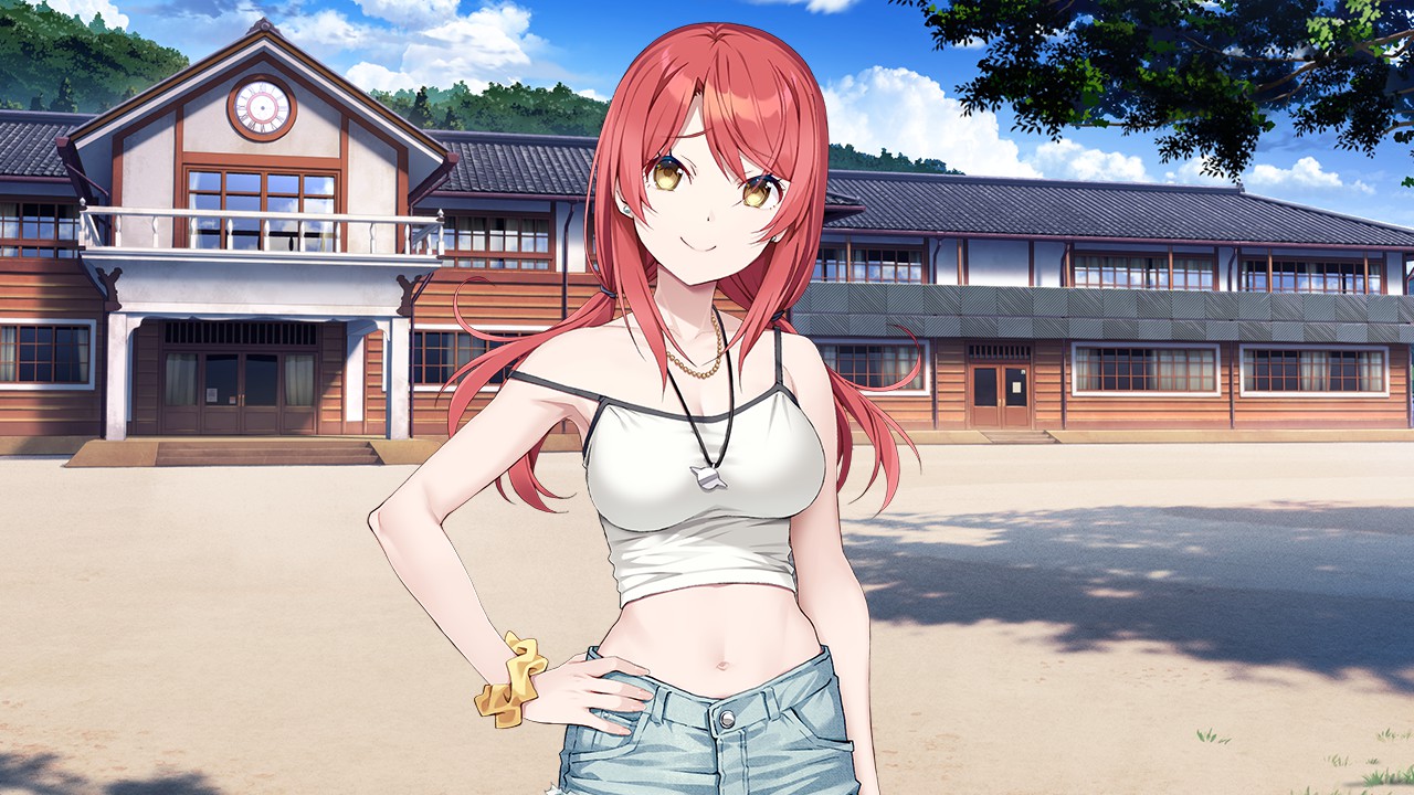 リンの衣装は露出度高め。立ち絵は基本的に上半身のみを描いており、作中で1度だけ登場する全身ではジーンズの丈の短さに思わず笑ってしまった