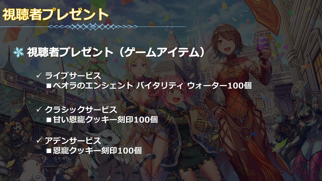 各種発表を行なった生放送では、視聴者プレゼントとなるクーポン配布や抽選なども発表された