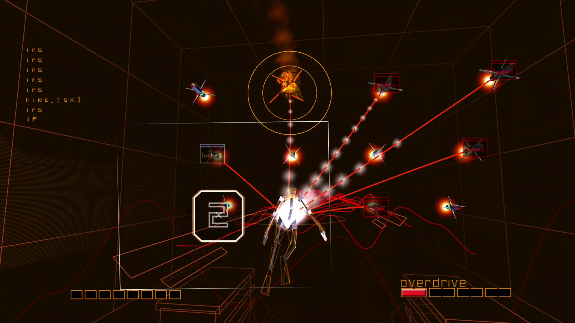 ショットボタンを押しながらレティクルを敵に合わせてロックし、ボタンを離すとショットが発射される