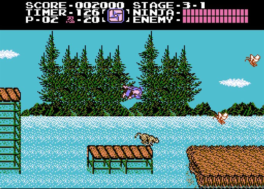 リュウが敵に吹っ飛ばされている最中は操作不能。狭い足場が多いステージでは、ほんの一瞬のミスが命取りに……