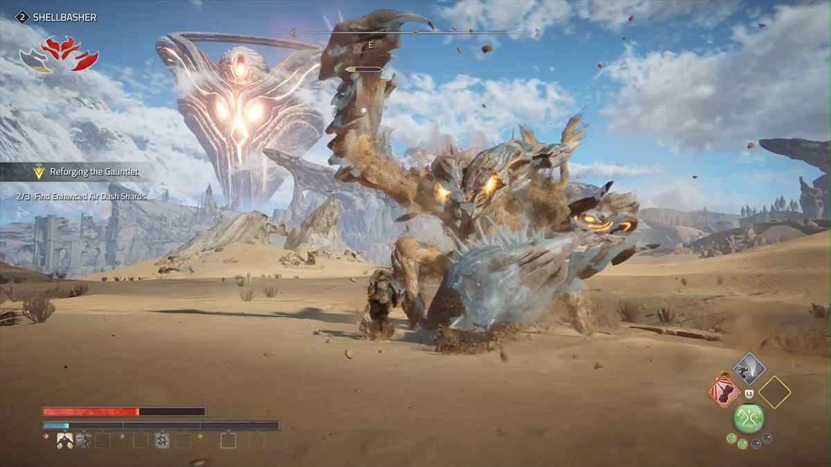 シェルバッシャーの連続攻撃はパリィが難しく、どうしても被弾してしまった