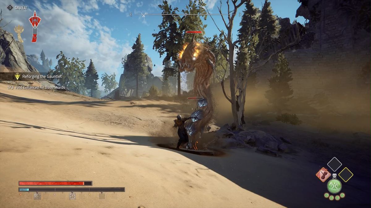 地面に潜り姿を隠す「ダイバー」などフィールドには様々な敵が出現する