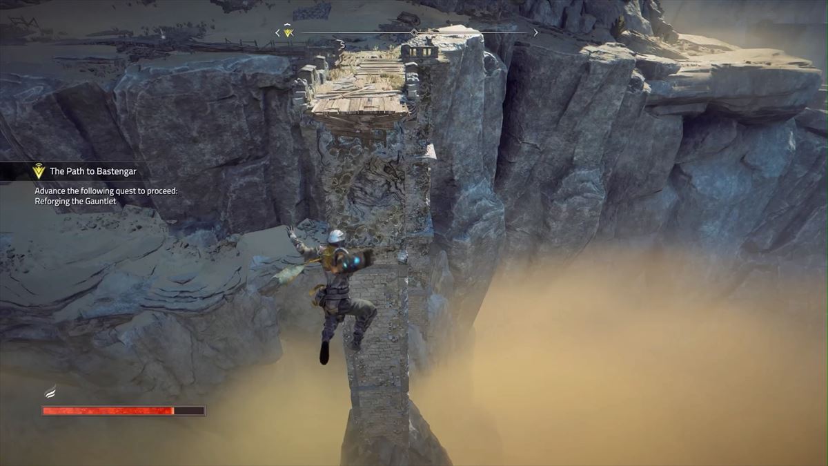 2段ジャンプや空中ダッシュで崖から崖へと移動することができる