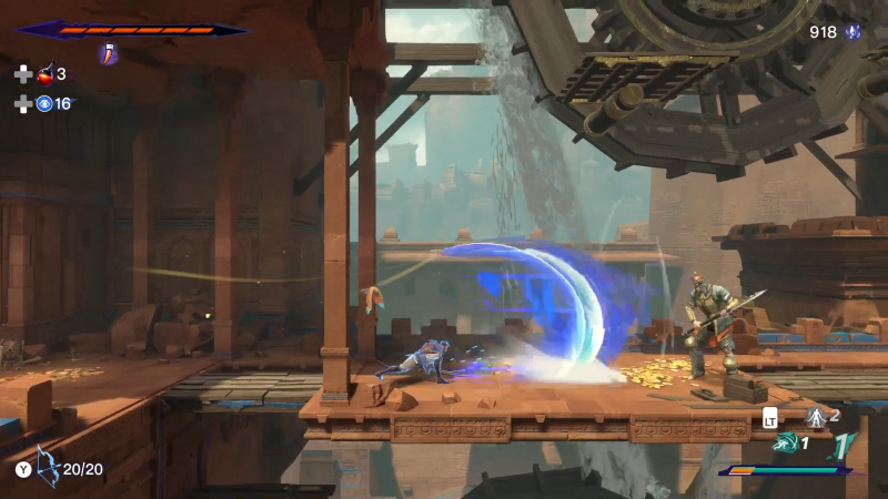 「サルゴン」のバトルアクションの基本は双剣による連続攻撃だ。敵を上空に打ち上げて反撃の隙を与えづらい空中コンボ、攻撃途中にボタンを長押しする事で使用できるチャージ攻撃は相手のガードを崩したり遠距離攻撃が可能など、操作はシンプルながら攻撃の選択肢は豊富で楽しい