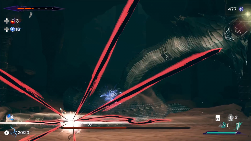 プレーヤーからすると唯一のボーナスタイムだった「返り討ち」もしっかり「受け流し」が難しいモーションで使ってくるので一筋縄じゃいかない。最初の尻尾払いをジャンプで避けた上で黄色攻撃を「受け流す」必要があるのだ